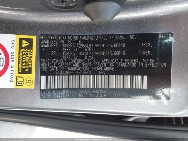 2018 TOYOTA HIGHLANDER XLE 9