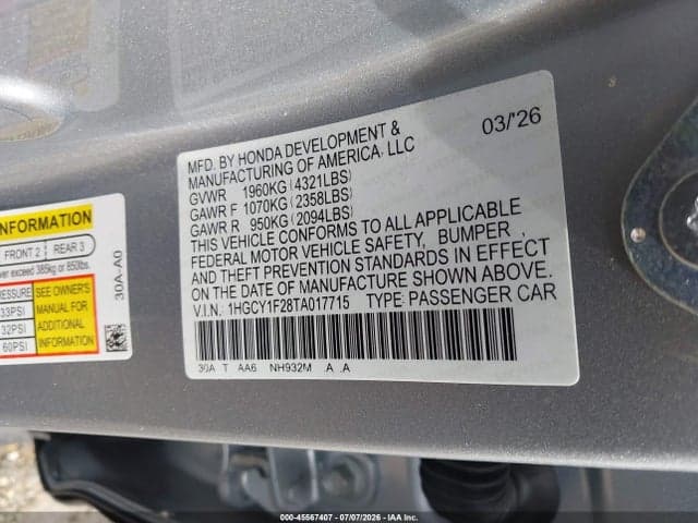 2026 HONDA ACCORD LX 9