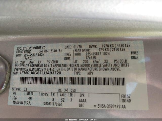 2020 FORD ESCAPE SE 9