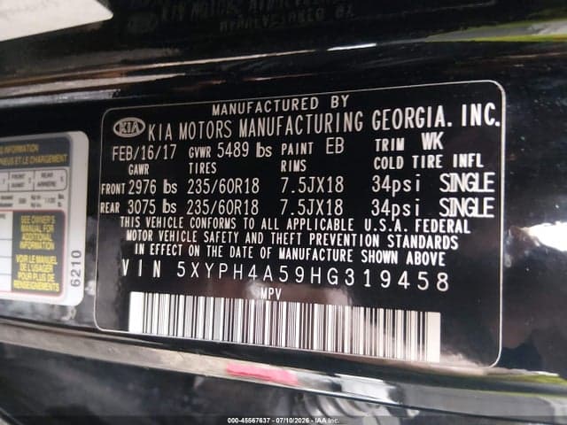 2017 KIA SORENTO 3.3L EX 9