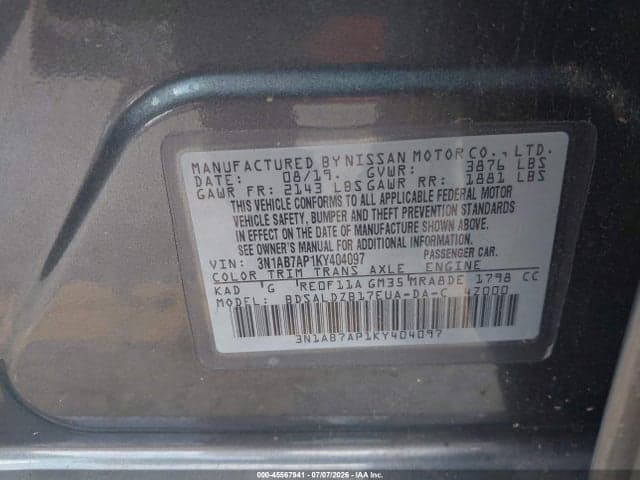 2019 NISSAN SENTRA SV 9