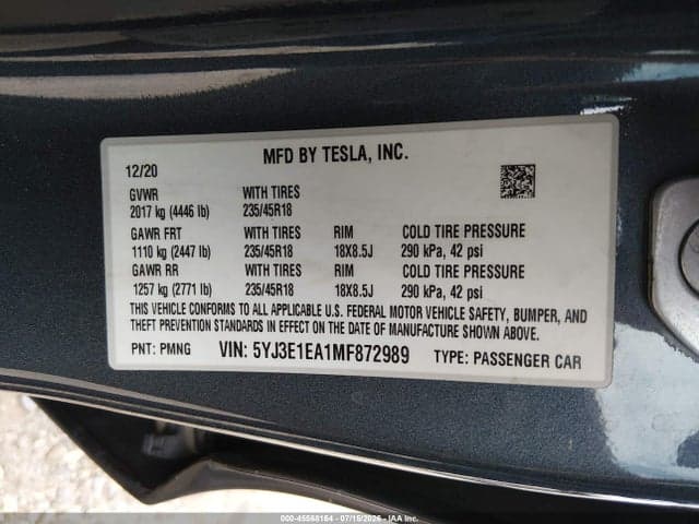 2021 TESLA MODEL 3 STANDARD RANGE PLUS REAR-WHEEL DRIVE 9