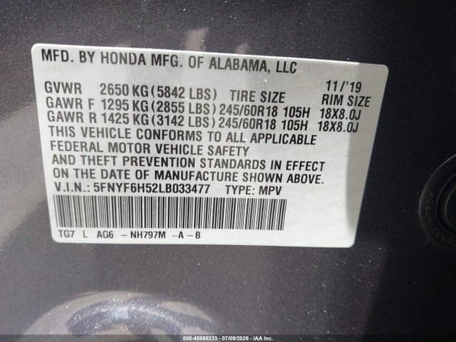 2020 HONDA PILOT AWD EX-L 9