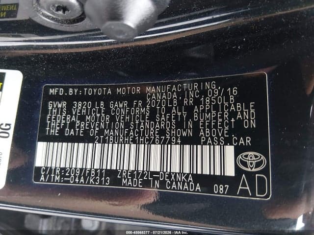 2017 TOYOTA COROLLA LE 9