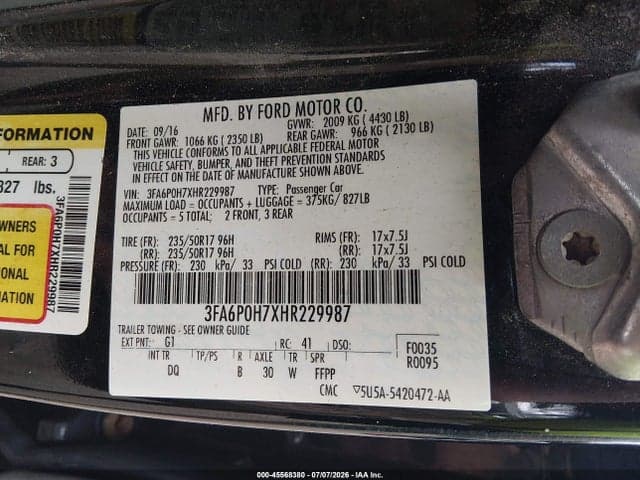2017 FORD FUSION SE 9