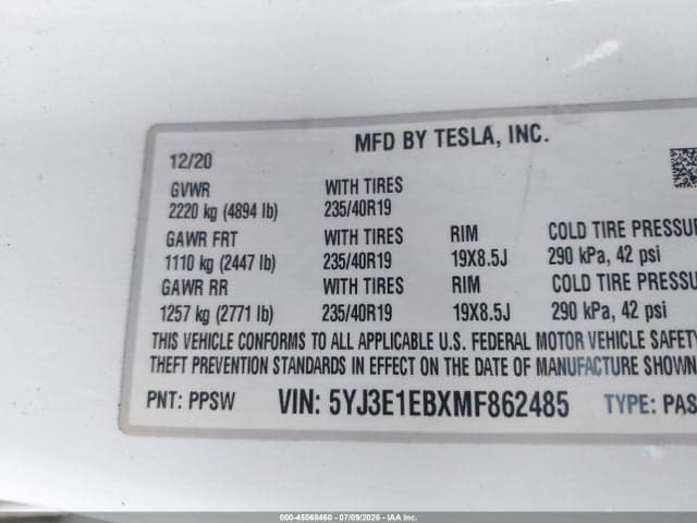 2021 TESLA MODEL 3 LONG RANGE DUAL MOTOR ALL-WHEEL DRIVE 9