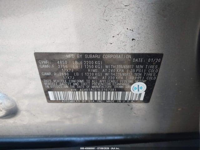 2020 SUBARU OUTBACK PREMIUM 9