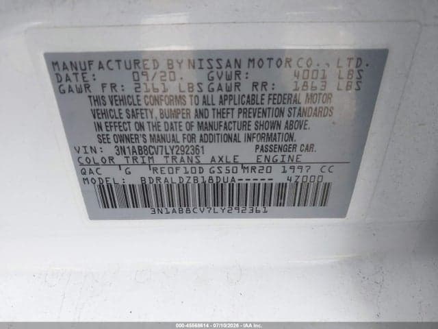 2020 NISSAN SENTRA SV XTRONIC CVT 9