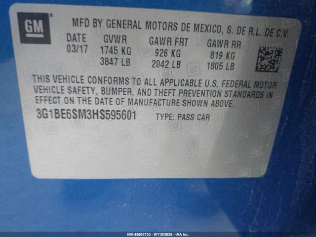 2017 CHEVROLET CRUZE LT AUTO 9