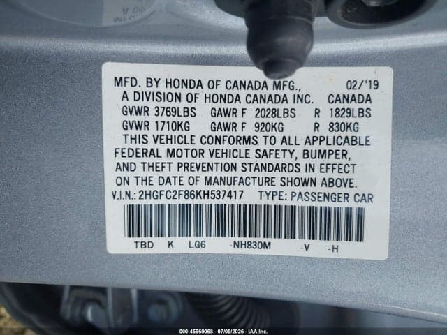 2019 HONDA CIVIC SPORT 9
