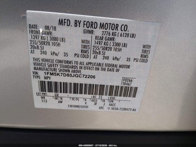 2018 FORD EXPLORER XLT 9