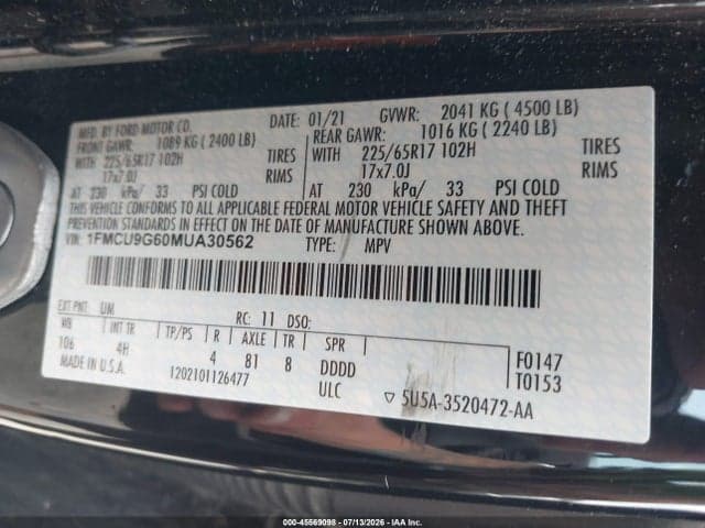 2021 FORD ESCAPE SE 9