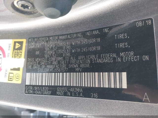 2018 TOYOTA HIGHLANDER XLE 9