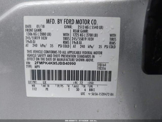 2018 FORD EDGE TITANIUM 9