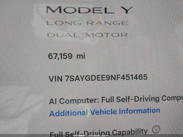 2022 TESLA MODEL Y LONG RANGE DUAL MOTOR ALL-WHEEL DRIVE 16