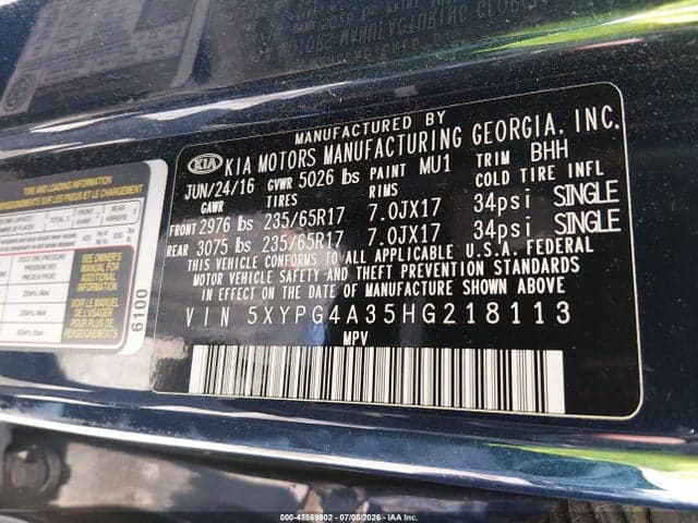 2017 KIA SORENTO 2.4L LX 9
