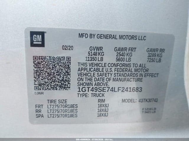 2020 GMC SIERRA 3500HD 4WD STANDARD BED 9