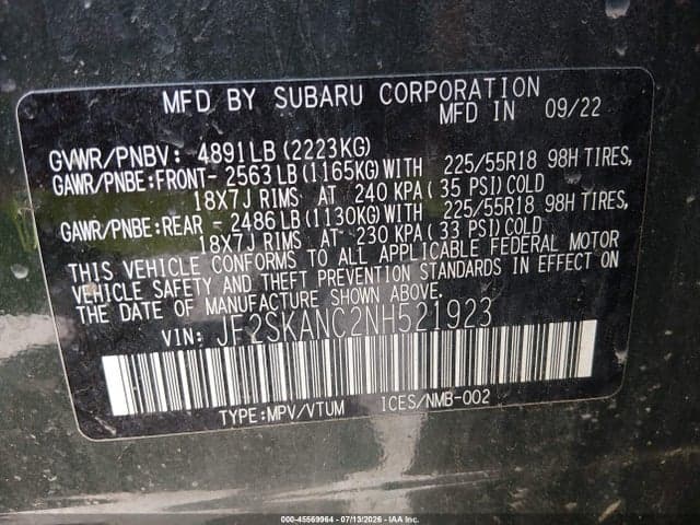2022 SUBARU FORESTER LIMITED 9