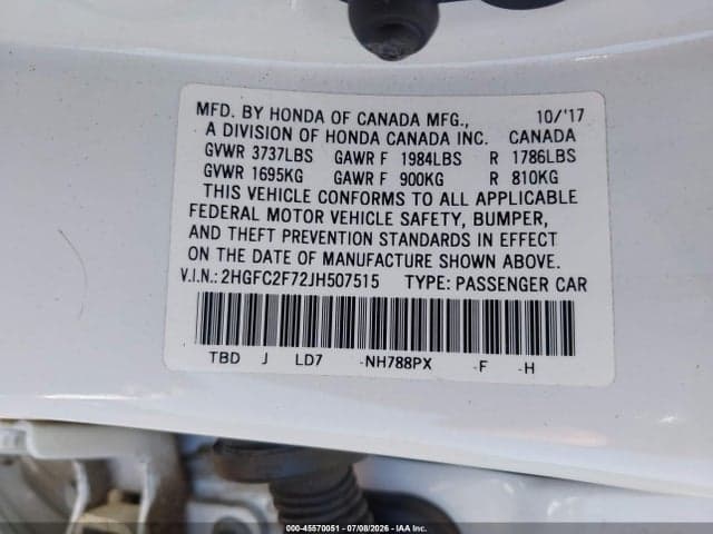 2018 HONDA CIVIC EX 9