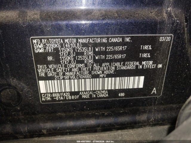 2020 TOYOTA RAV4 XLE 9
