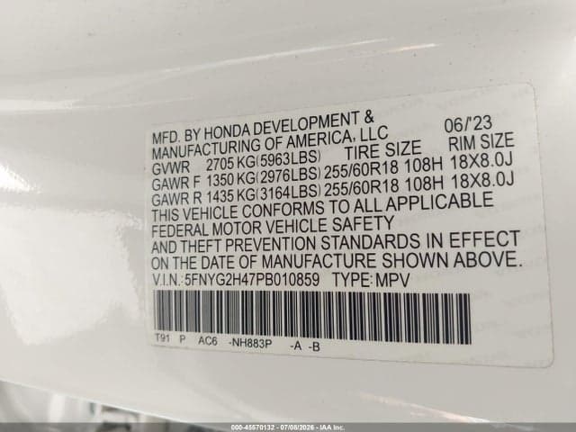 2023 HONDA PILOT 2WD EX-L 8 PASSENGER 9