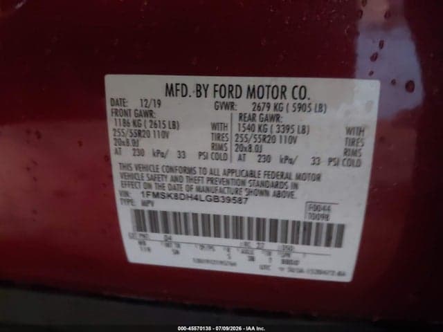 2020 FORD EXPLORER XLT 9