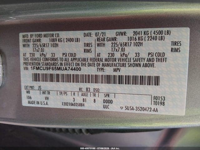 2021 FORD ESCAPE S 9
