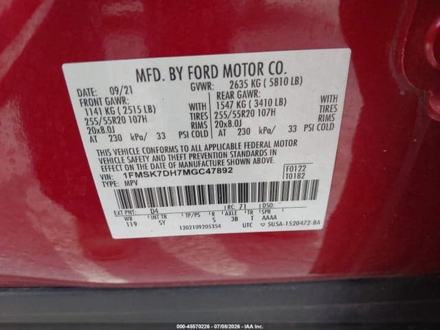 2021 FORD EXPLORER XLT 9