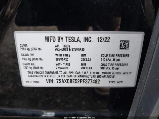 2023 TESLA MODEL X DUAL MOTOR ALL-WHEEL DRIVE/STANDARD RANGE 9