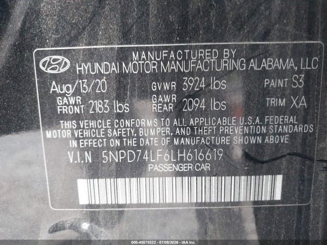 2020 HYUNDAI ELANTRA SE 9