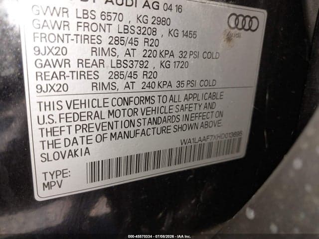2017 AUDI Q7 3.0T PREMIUM 9