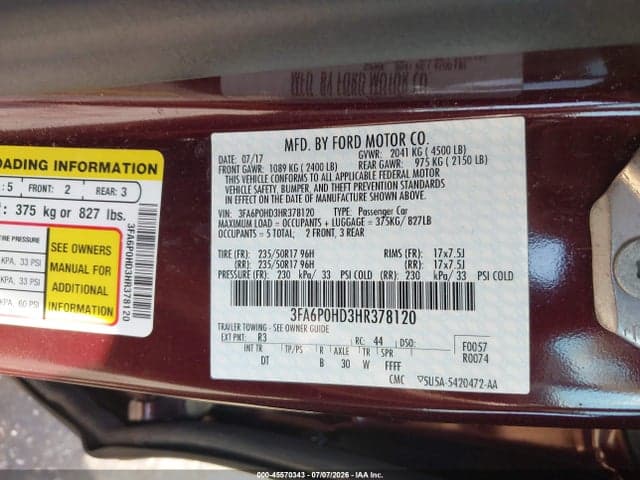 2017 FORD FUSION SE 10