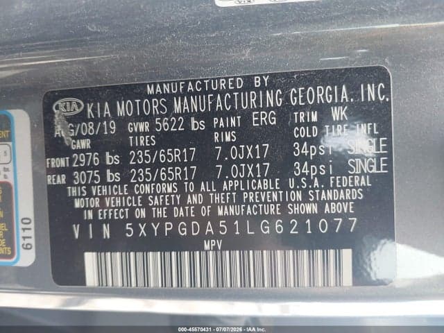 2020 KIA SORENTO 3.3L LX 9