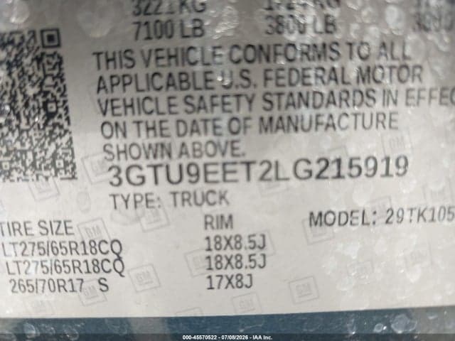 2020 GMC SIERRA 1500 4WD SHORT BOX AT4 9