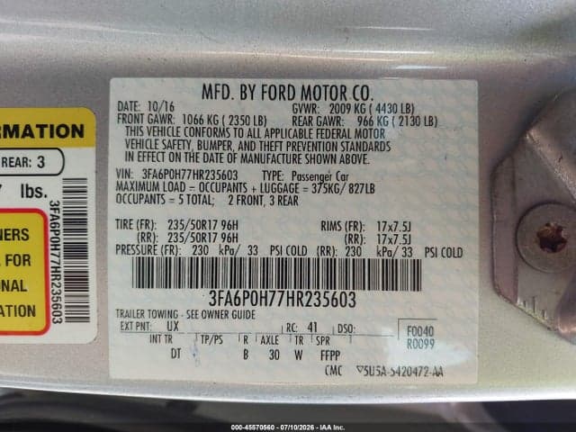 2017 FORD FUSION SE 9