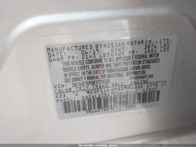 2019 NISSAN SENTRA SV 9