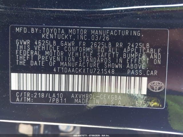 2026 TOYOTA CAMRY XLE 9
