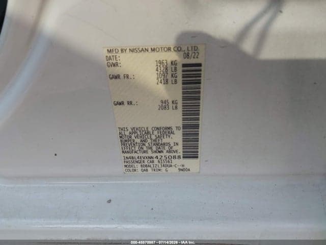2022 NISSAN ALTIMA SL FWD 9