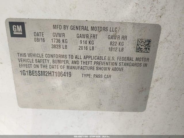 2017 CHEVROLET CRUZE LT AUTO 9