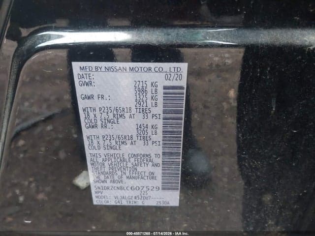 2020 NISSAN PATHFINDER SL 2WD 9