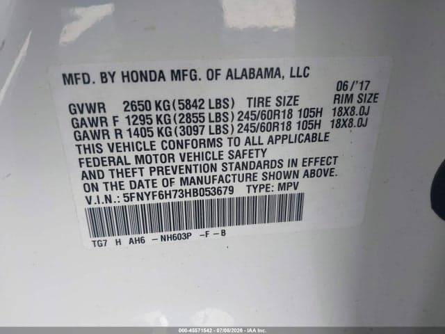 2017 HONDA PILOT EX-L 9