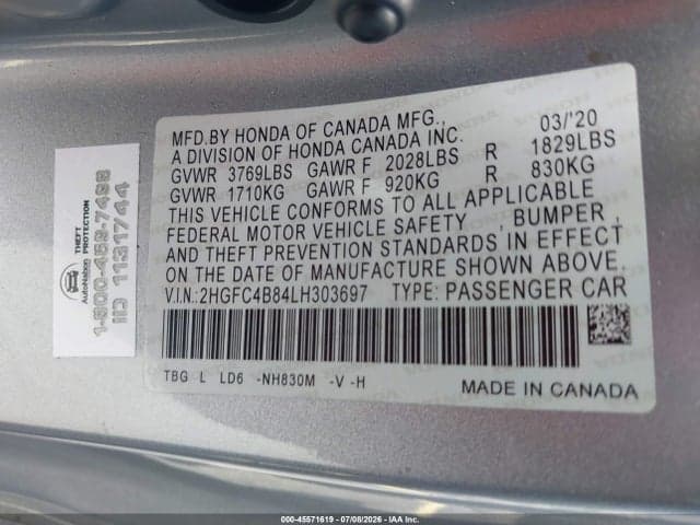 2020 HONDA CIVIC SPORT 9