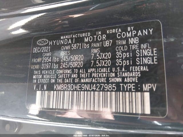 2022 HYUNDAI PALISADE SEL 9