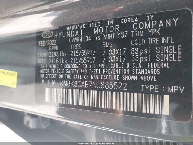 2022 HYUNDAI KONA SEL 9