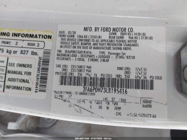 2020 FORD FUSION SE 9