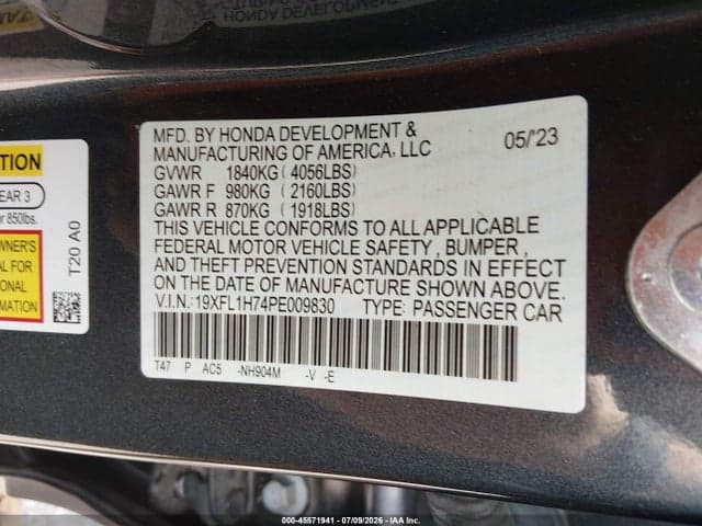 2023 HONDA CIVIC EX-L/EX-L W/O BSI 9