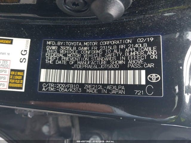 2020 TOYOTA COROLLA LE 9