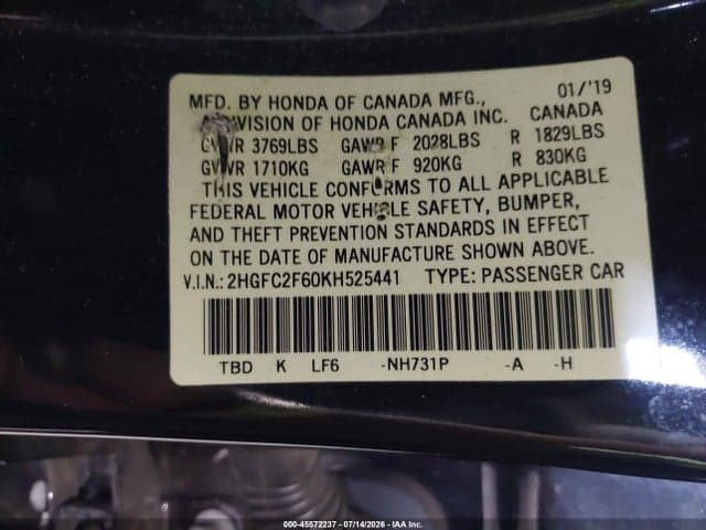2019 HONDA CIVIC LX 9