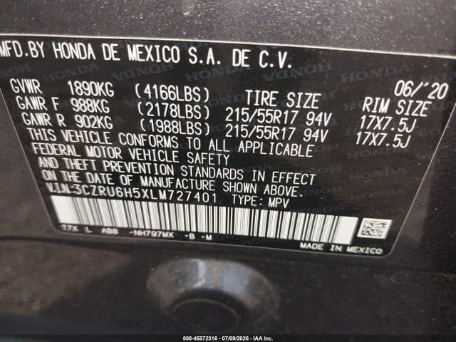 2020 HONDA HR-V AWD EX 9