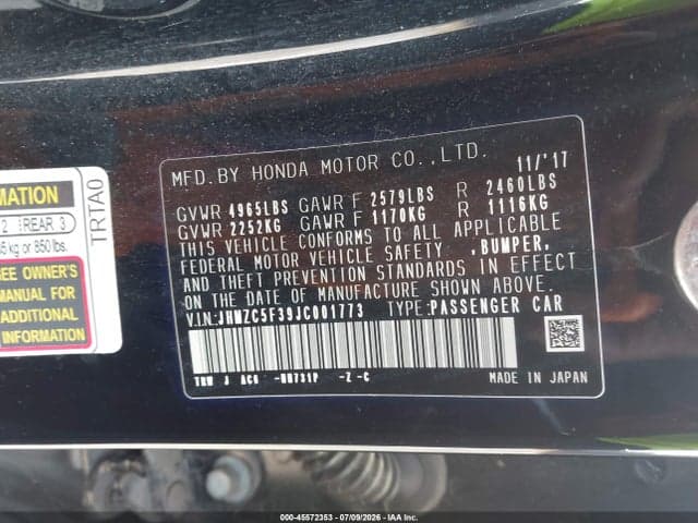 2018 HONDA CLARITY PLUG-IN HYBRID TOURING 9